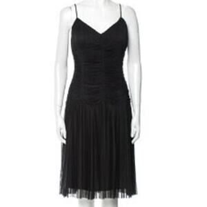 Lilie Rubin Pleated Black Cocktail Dress withAdjustable Straps Vintage Size 12